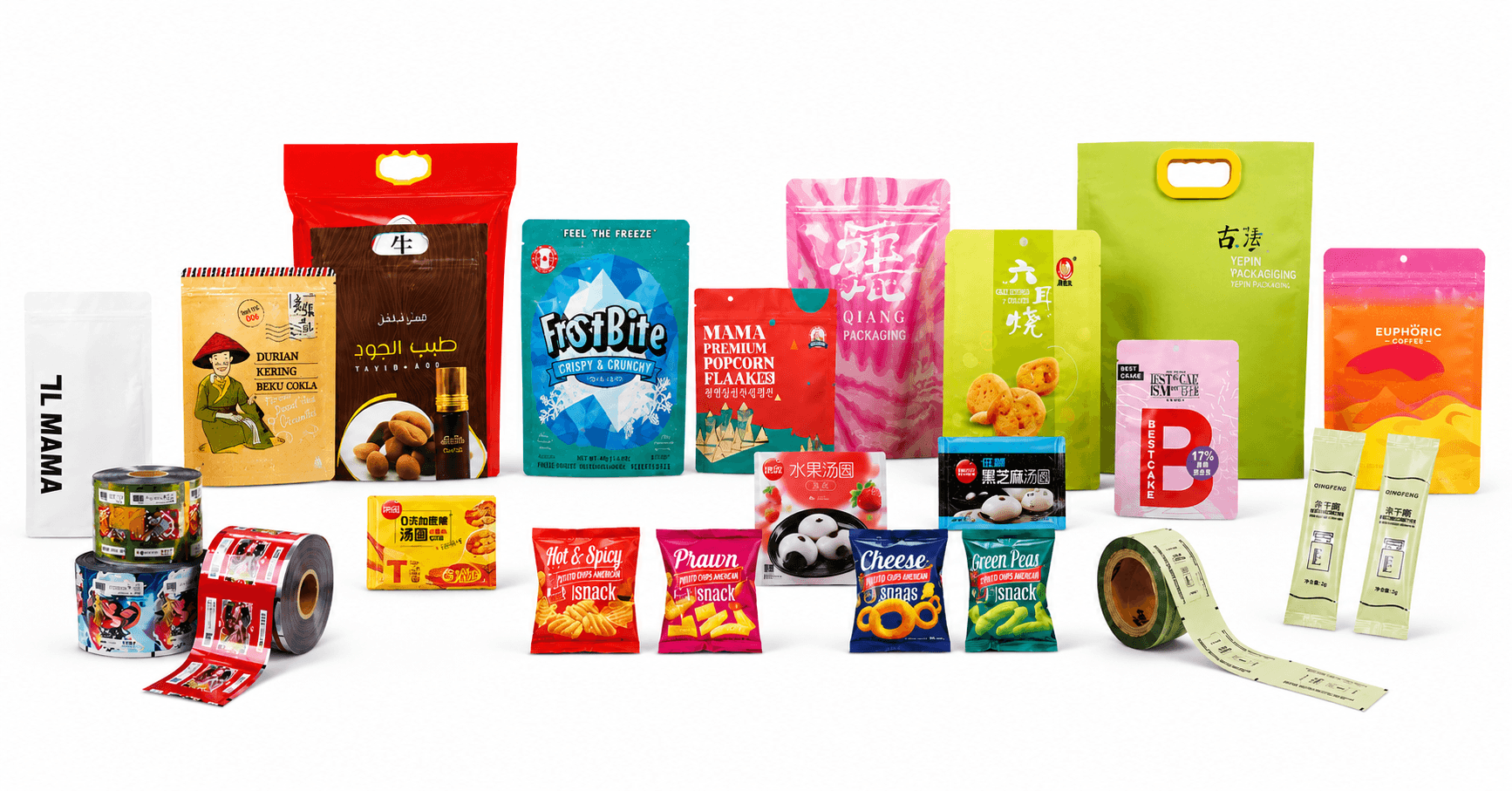 Finished food packs showing sealed top and bottom edges